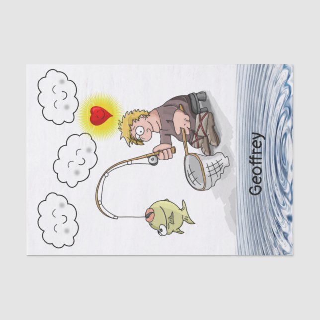 Gewebe Papier Fischer Fische Sonnenwolken Fischen  (Vorderseite)
