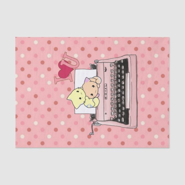 Gewebe Papier rosa Schreibmaschine Kätzchen Katzen (Vorderseite)