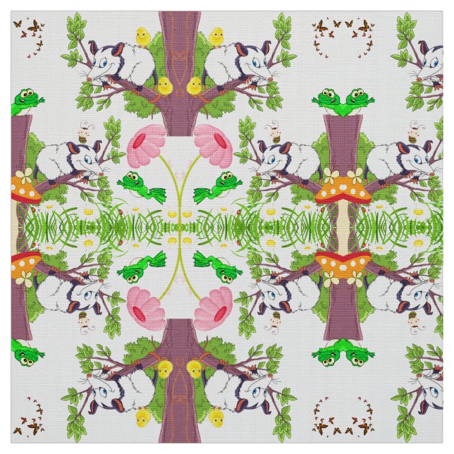 Gewebe, Possum Chicks, Blütengewächse Stoff (Muster)