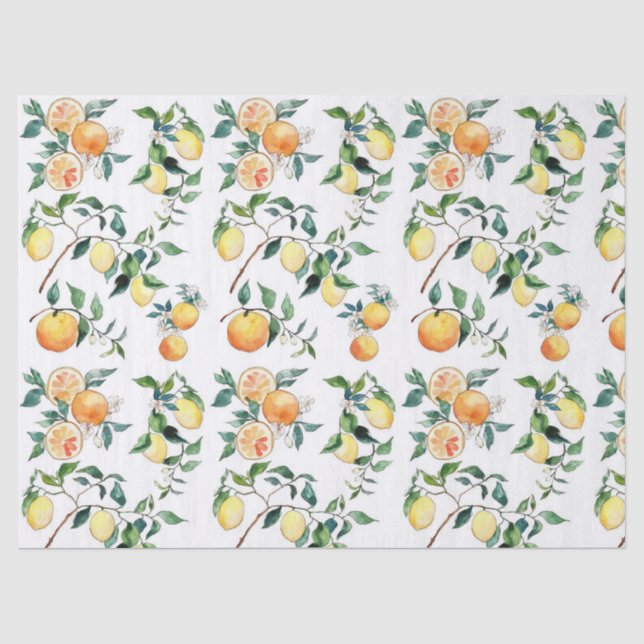 Gewebe und Dekoutenpapier - Orangen und Zitronen Seidenpapier (Vorderseite)