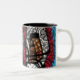 Gewebe und Malerpinsel Zweifarbige Tasse
