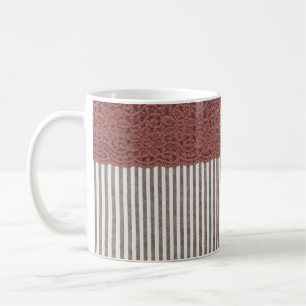 Gewebe und Spitzen für den Hintergrund Kaffeetasse