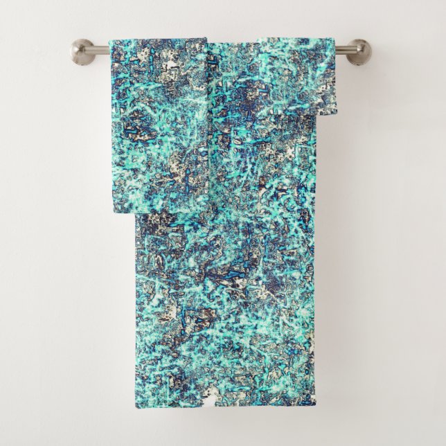 Gewebe von Fäden oder schwammares zyanblau und gra Badhandtuch Set (Insitu)