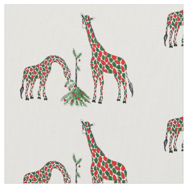 Gewebe-Weihnachtengiraffen Stoff (Nahaufnahme)