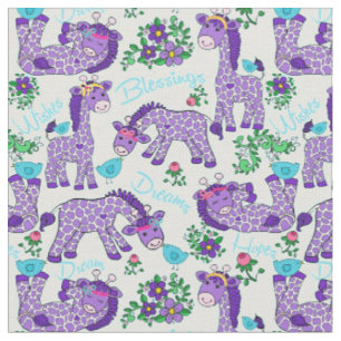 GEWEBE wunderliche Baby-Giraffen-Vogel-lila Stoff