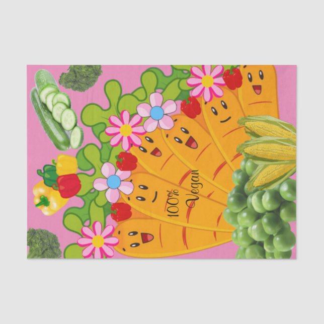 Gewebepapier 100 % Vegane Karotten Erbsen Blütenbl Seidenpapier (Vorderseite)