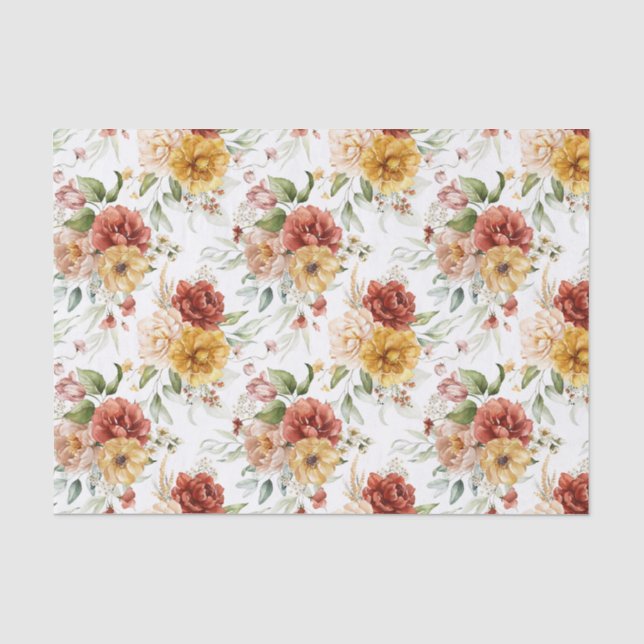 Gewebepapier (3) Kleine Muster Red & Gold Peonies Seidenpapier (Vorderseite)