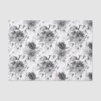 Gewebepapier (3) Muster Schwarz/Weiß-Peonies Seidenpapier