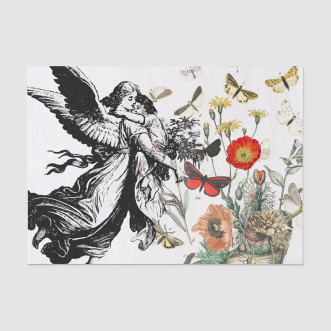 Gewebepapier-ANGEL MIT BLUME Seidenpapier (Vorderseite)