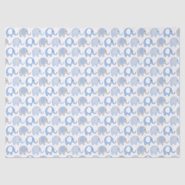Gewebepapier - Blaue und graue Elefanten Seidenpapier (Vorderseite)