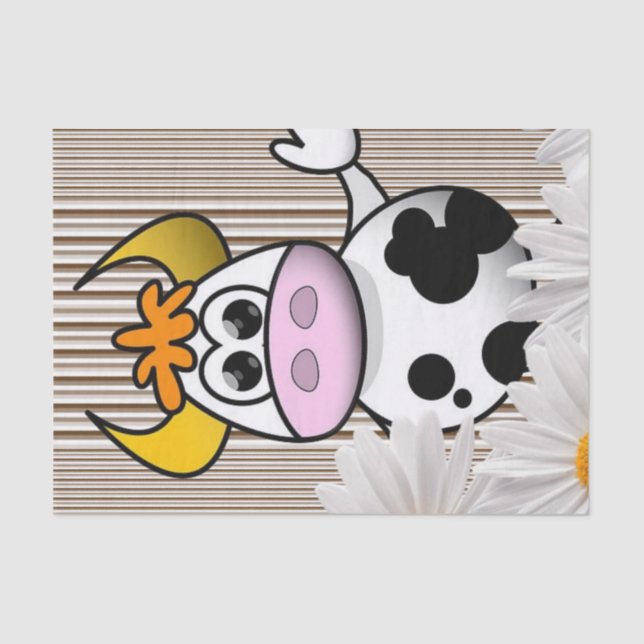 Gewebepapier Kuh brauner Streifen weißer Daisy flo Seidenpapier (Vorderseite)