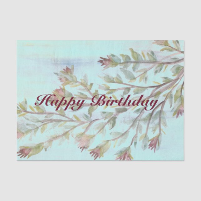 Gewebepapier mit Aquarellblumen in Burgund Seidenpapier (Vorderseite)