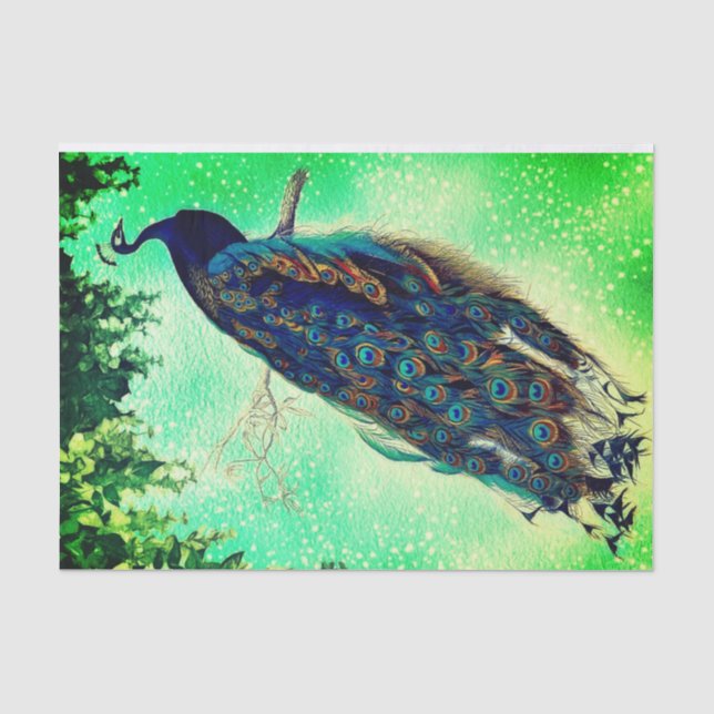 Gewebepapier mit Vintagem Pfau Seidenpapier (Vorderseite)