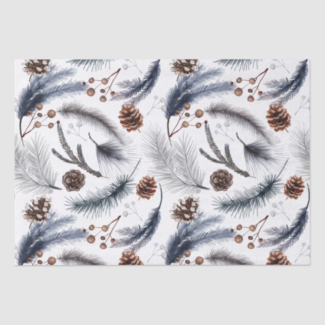 Gewebepapier Rustikales Wald Winter Boho Seidenpapier (Vorderseite)