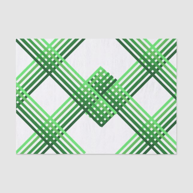 Gewebepapier - überkreuzte grüne Streifen Seidenpapier (Vorderseite)