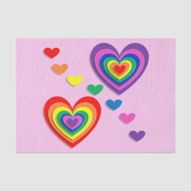Gewebpapier aus Regenbogenherzen Seidenpapier (Vorderseite)