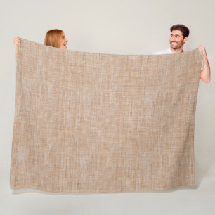 Gewebte Leinenstofftextur in warmem Naturbeige Fleecedecke