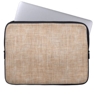 Gewebte Leinenstofftextur in warmem Naturbeige Laptopschutzhülle