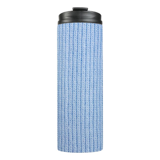 Gewebte Stoffstruktur, echtes Tuch. Thermosbecher (Vorderseite)
