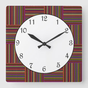Gewebter Zickzackstreifen Quadratische Wanduhr