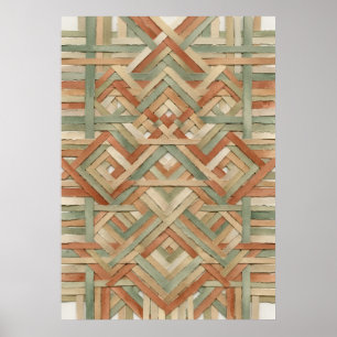 Gewebtes Korbgeflecht Geometrisches Muster Kunst Poster