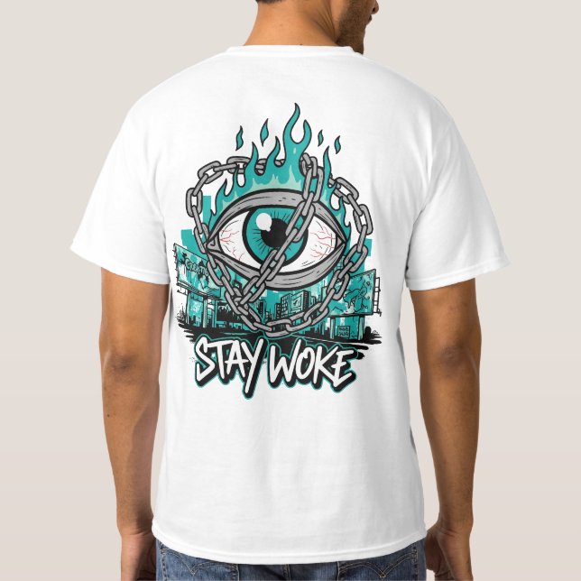 Geweckt bleibe - Alleskönnendes Auge mit Ketten &  T-Shirt (Rückseite)