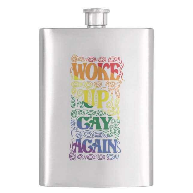 Geweckt Gay wieder - Funny LGBTQ+ Prix Flachmann (Vorderseite)