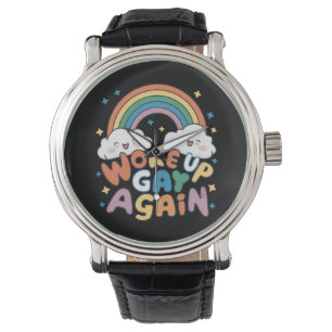 Geweckt Gay wieder LGBT Pride Monat Groovy Armbanduhr