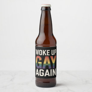 Geweckt Gay wieder lustig LGBTQ Prix Ally Rainbow Bierflaschenetikett