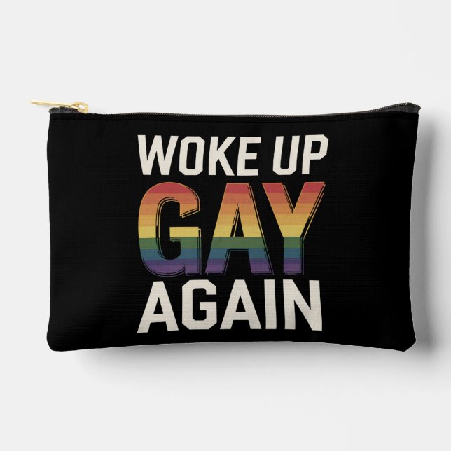 Geweckt Gay wieder lustig LGBTQ Prix Ally Rainbow Zubehörtasche (Vorderseite)