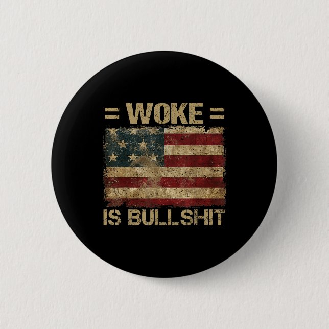 Geweckt ist Bull Funny Trump gegen Geweckt Button (Vorderseite)