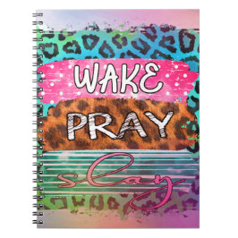 Geweckt Slay Pray Leopard Print Spiral Foto Notebo Notizblock