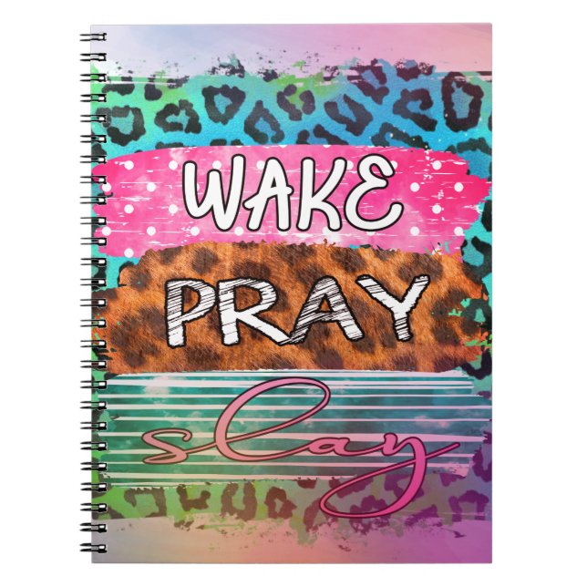 Geweckt Slay Pray Leopard Print Spiral Foto Notebo Notizblock (Vorderseite)