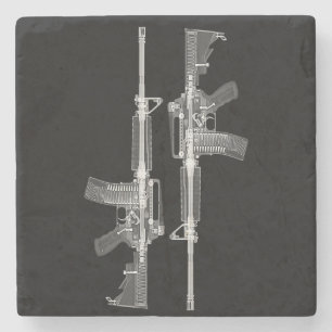 Gewehr AR-15 Röntgenstrahl vom wirklichen Gewehr Steinuntersetzer