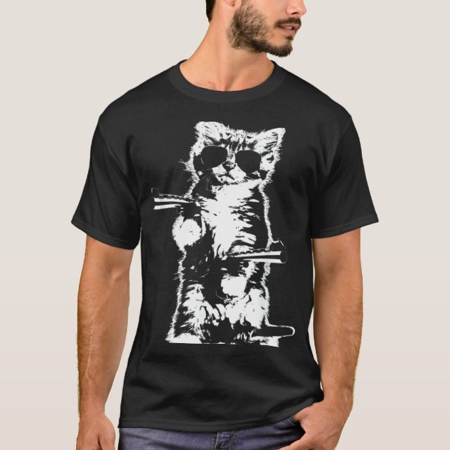 Gewehr-Kitty Katze T-Shirt (Vorderseite)