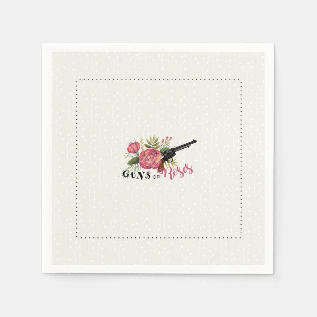 Gewehre oder Rose Gender Reveal Napkin Serviette (Vorderseite)