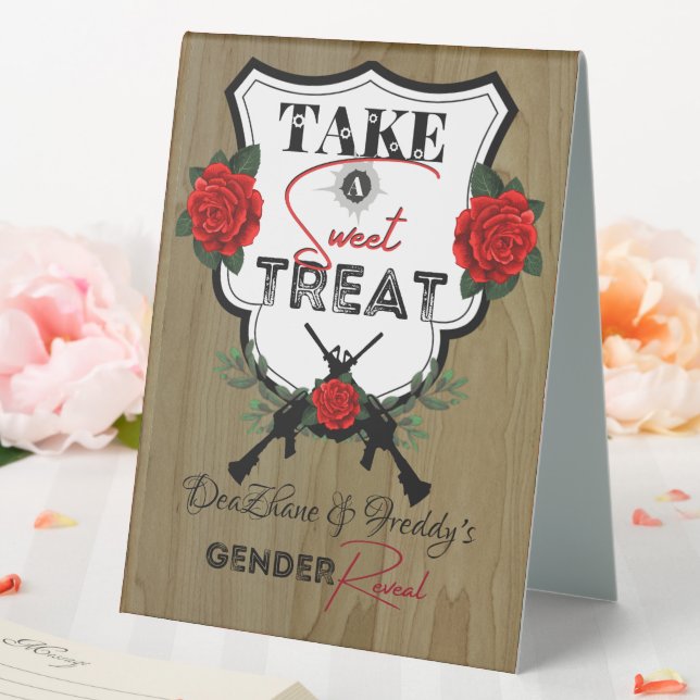 Gewehre oder Rose Geschlechtsspezifische Babydusch Tischaufsteller (In Situ (Hochzeit))
