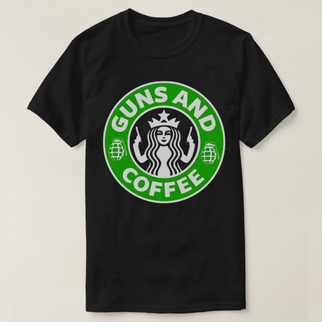 Gewehre und Kaffee T-Shirt (Design vorne)
