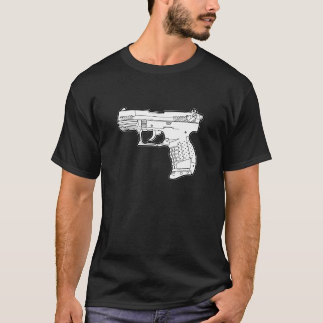Gewehrfeuerwaffenschablone-Grafik-T - Shirt (Vorderseite)