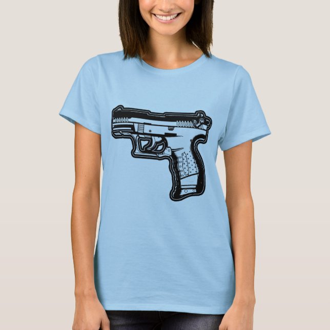 Gewehrfeuerwaffenschablone-Grafik-T - Shirt (Vorderseite)