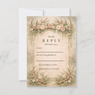 Geweih Florale Waldhochzeit RSVP Karte