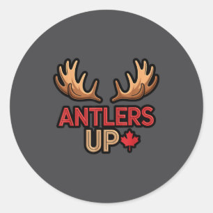 Geweih hoch Kanadischer Stolz Lustige Kanadaflagge Runder Aufkleber