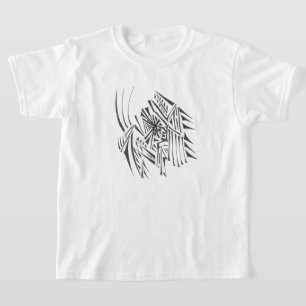 Geweih Schwarz Weiß Abstrakt Stammes Tattoo Kunst T-Shirt