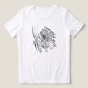 Geweih Schwarz Weiß Abstrakt Stammes Tattoo Kunst Tri-Blend Shirt