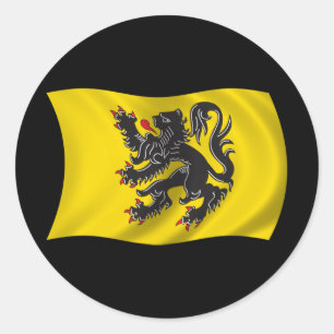 Gewellte Flandern-Flagge Runder Aufkleber
