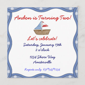 Gewellte Rand-Segelboot-Einladung Einladung