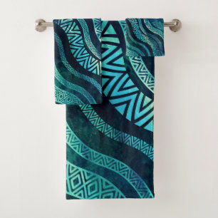 Gewelltes Stammes- ethnisches Boho Muster Badhandtuch Set