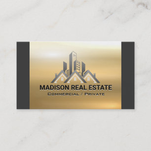 Gewerbeimmobilien Gold Metall Visitenkarte