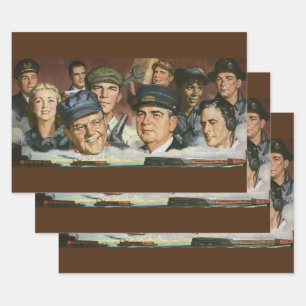 Gewerbliche Berufe, Vintage-patriotischer Patrioti Geschenkpapier Set