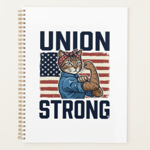 Gewerkschaftsstarker Katze Arbeiter Patriotisch Planer